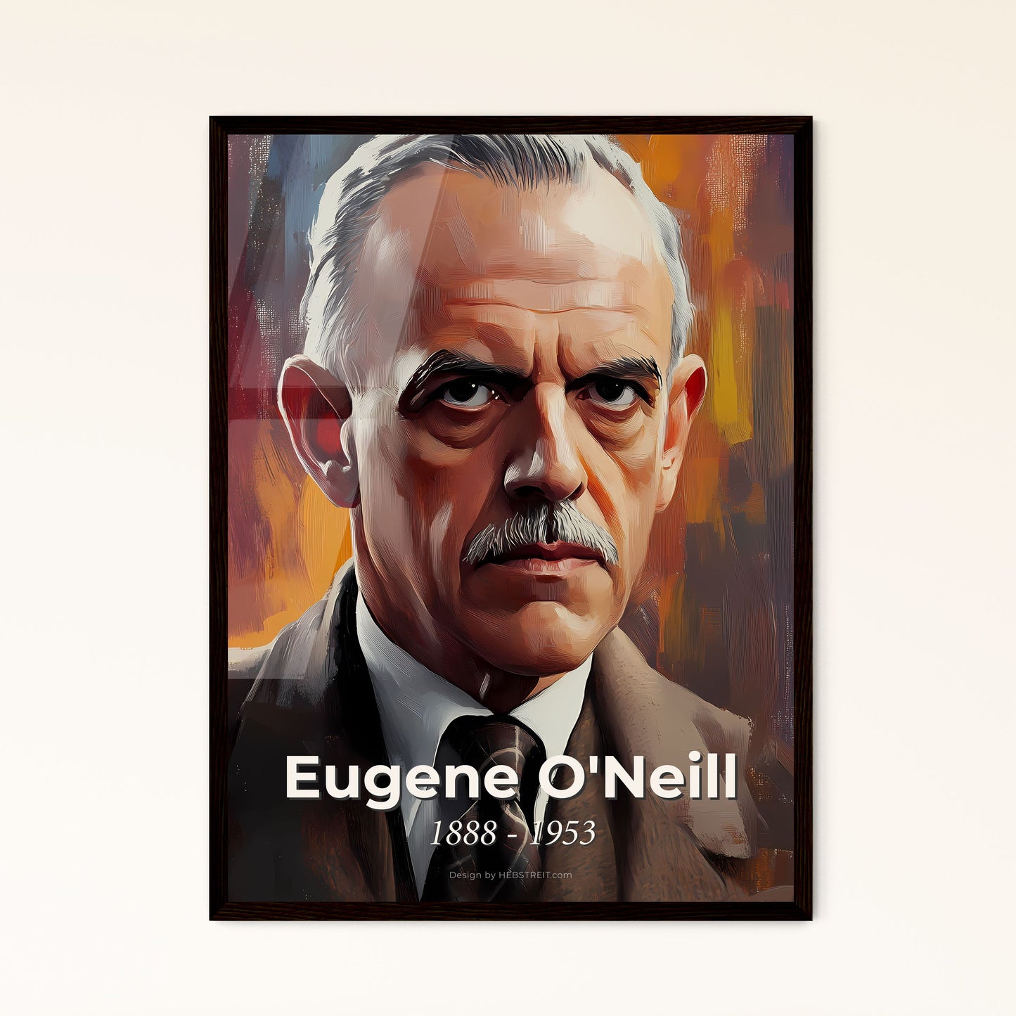 Portrait of Eugene O'Neill, 1888 - 1953. Impressionistic painting of a man in a suit and tie.