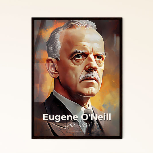 Portrait of Eugene O'Neill, 1888 - 1953. Impressionistic painting of a man with a mustache.