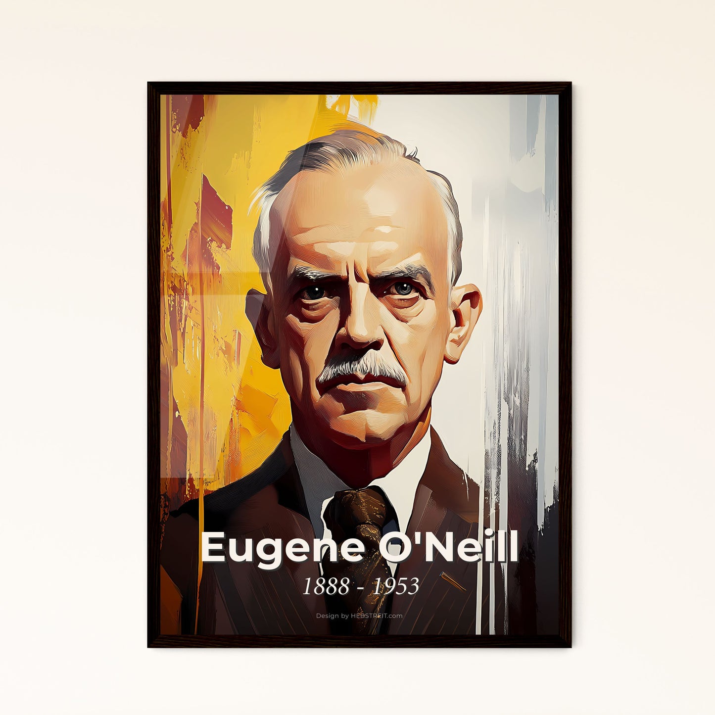 Portrait of Eugene O'Neill, 1888 - 1953. Impressionistic painting of a man with a mustache.