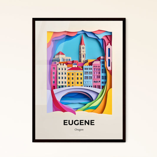 Vivid Eugene, Oregon - a paper cut of a city with a bridge