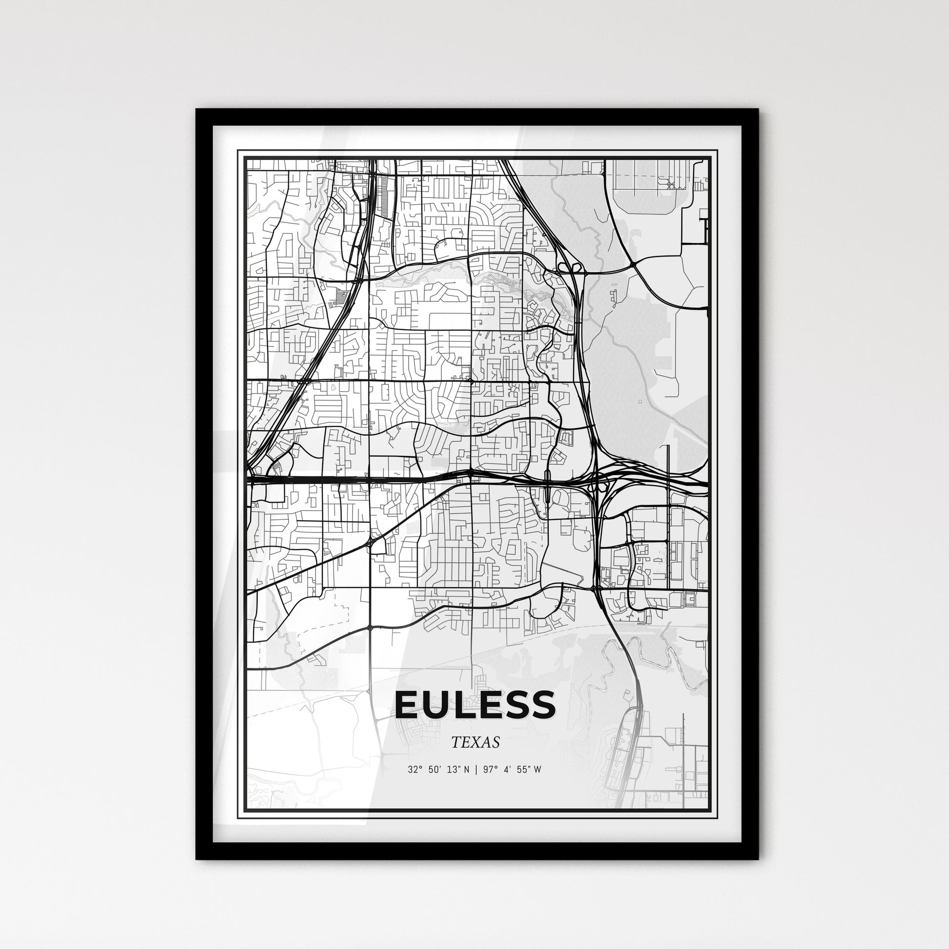 Euless Texas - Scandinavian Style City Map for Modern Home Decor