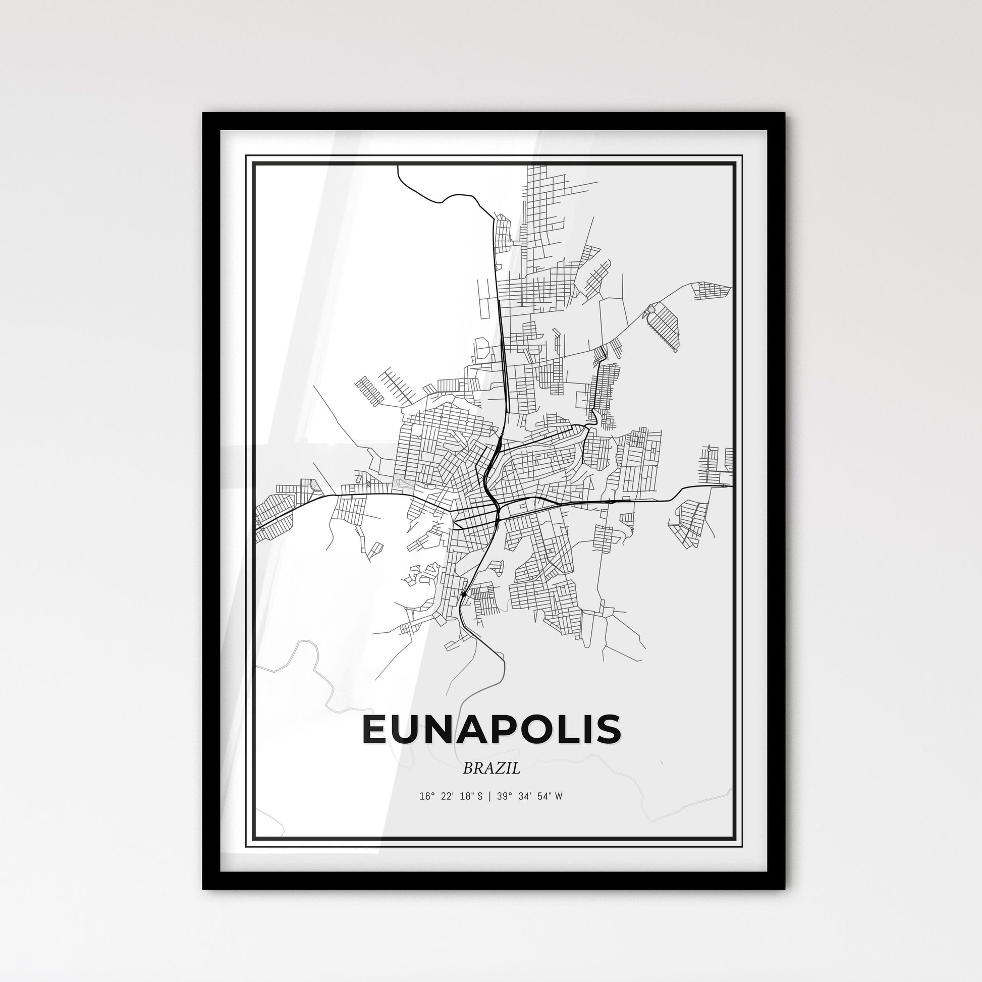 Eunapolis Brazil - Scandinavian Style City Map for Modern Home Decor