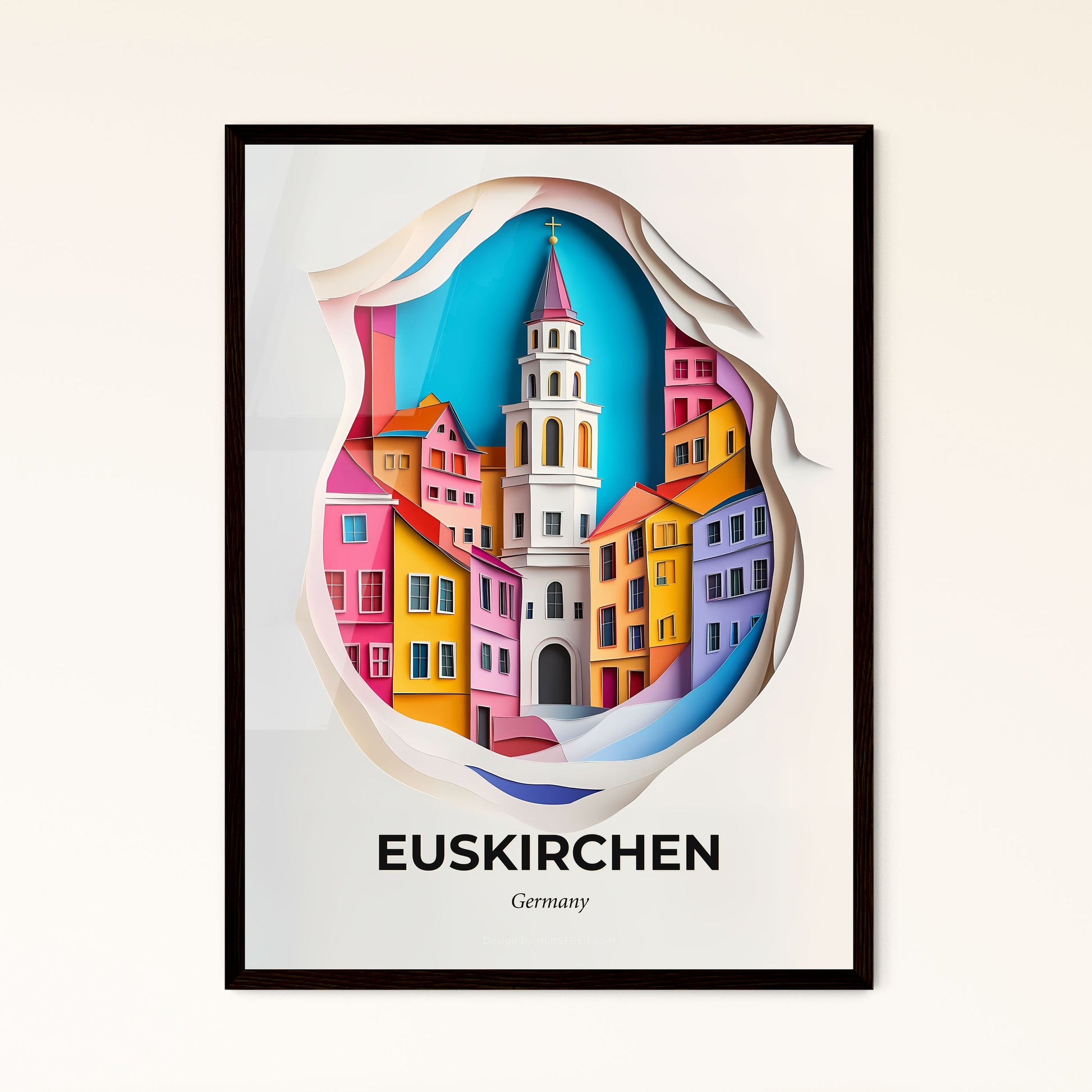 Vivid Euskirchen, Germany - a paper cut of a city with a clock tower