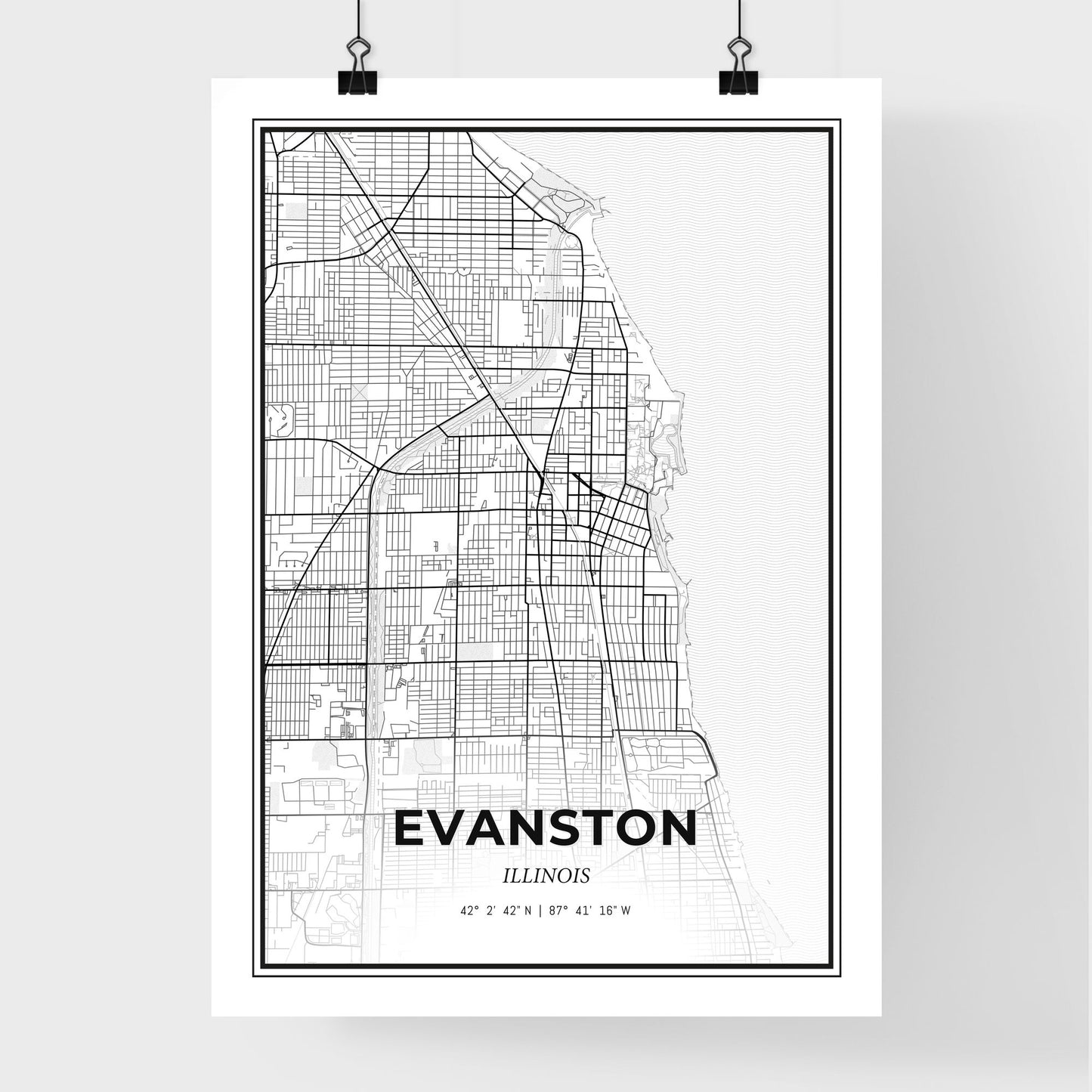 Evanston Illinois - Premium City Map Poster