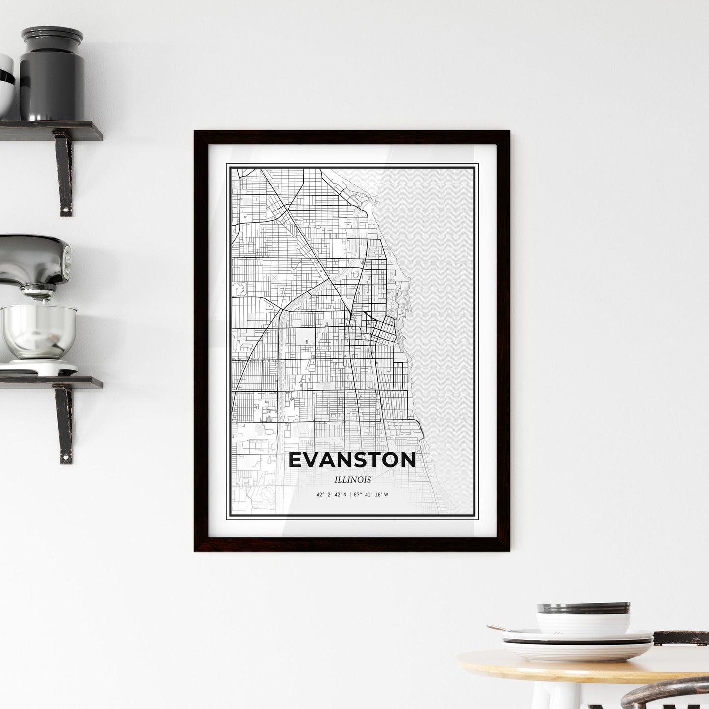 Evanston Illinois - Minimal City Map