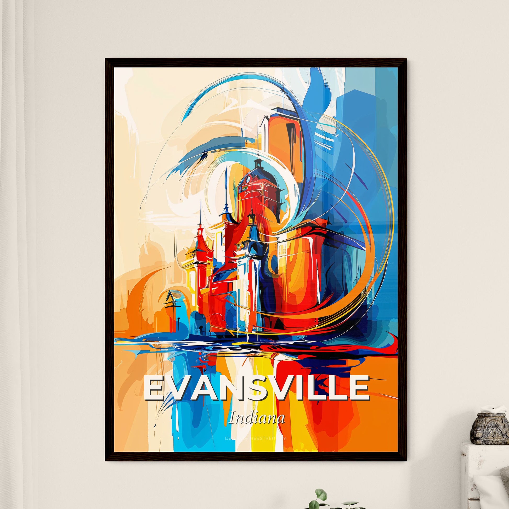 Vibrant Evansville, Indiana - A Colorful Painting Of A Castle