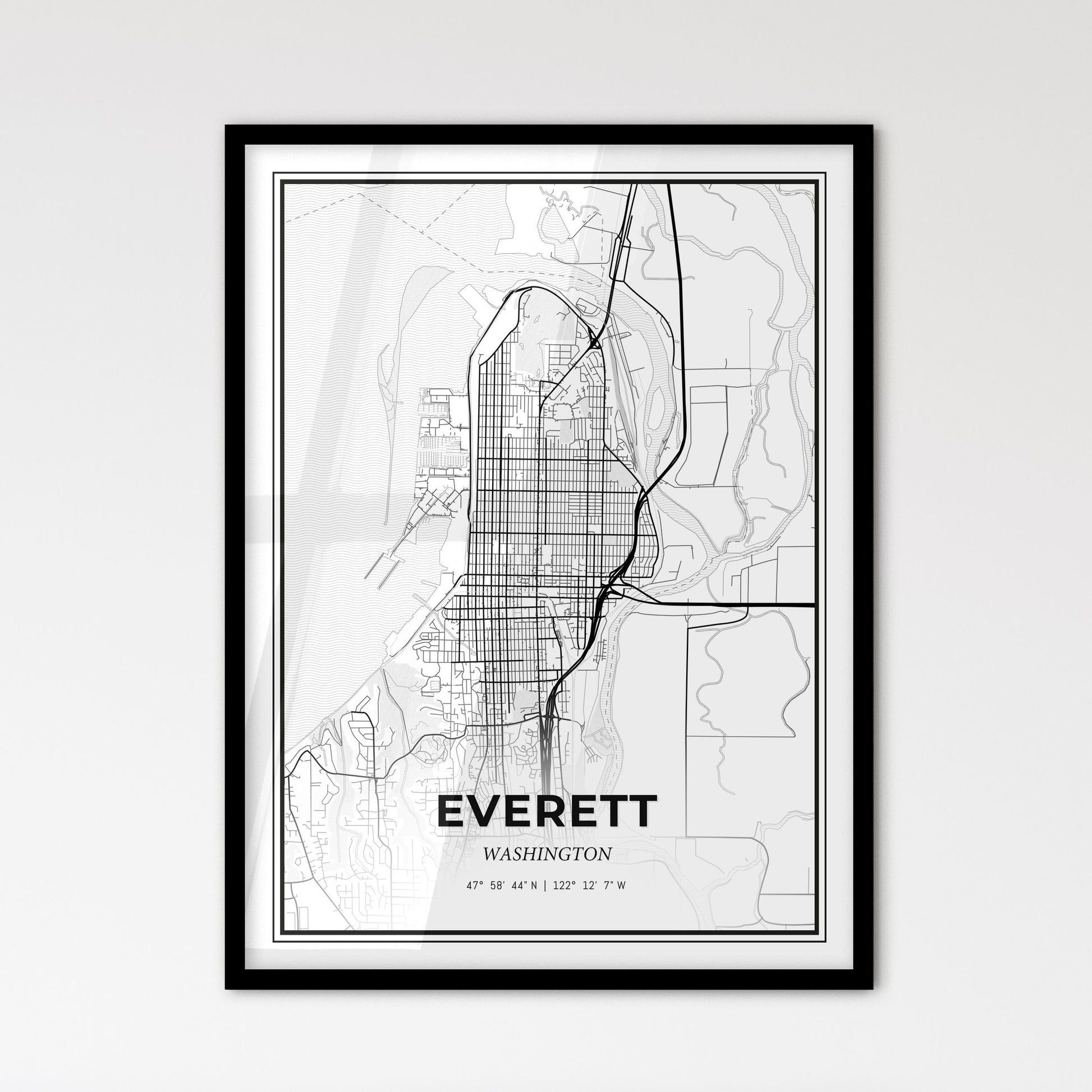 Everett Washington - Scandinavian Style City Map for Modern Home Decor