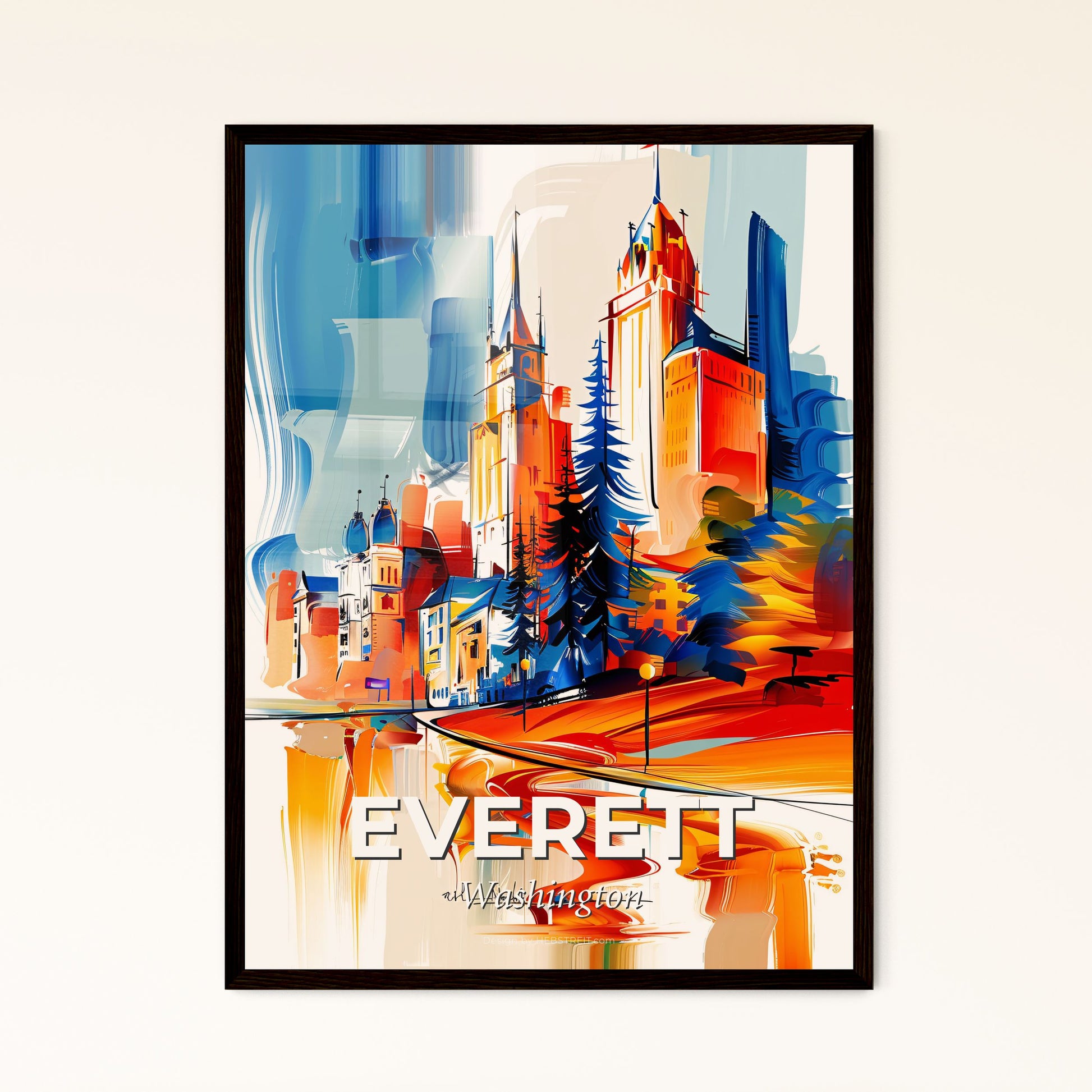 Vibrant Everett, Washington - A Painting Of A City