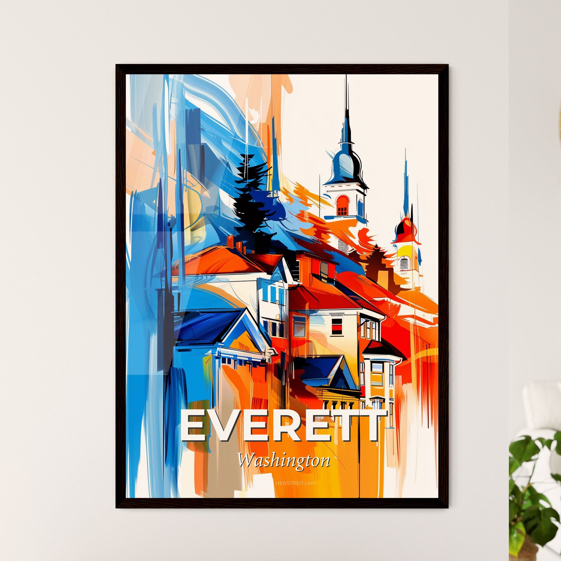 Vibrant Everett, Washington - A Painting Of A Town