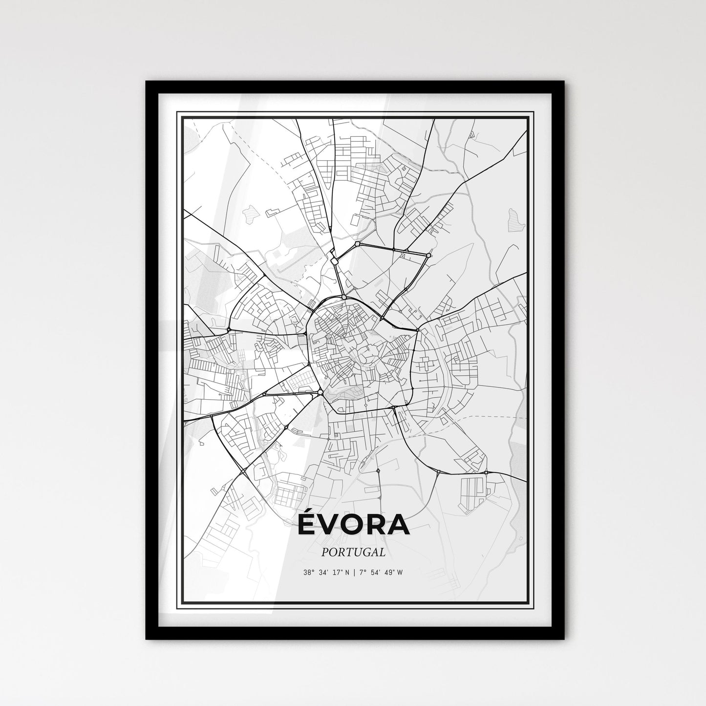 Évora Portugal - Scandinavian Style City Map for Modern Home Decor