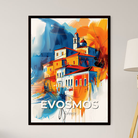 Vibrant Evosmos, Greece - A Painting Of A Building