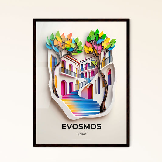 Vivid Evosmos, Greece - a paper cut of a building with a staircase