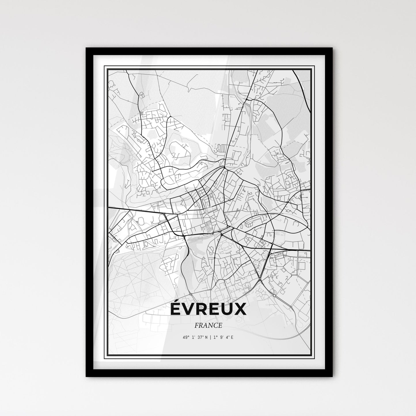 Évreux France - Scandinavian Style City Map for Modern Home Decor