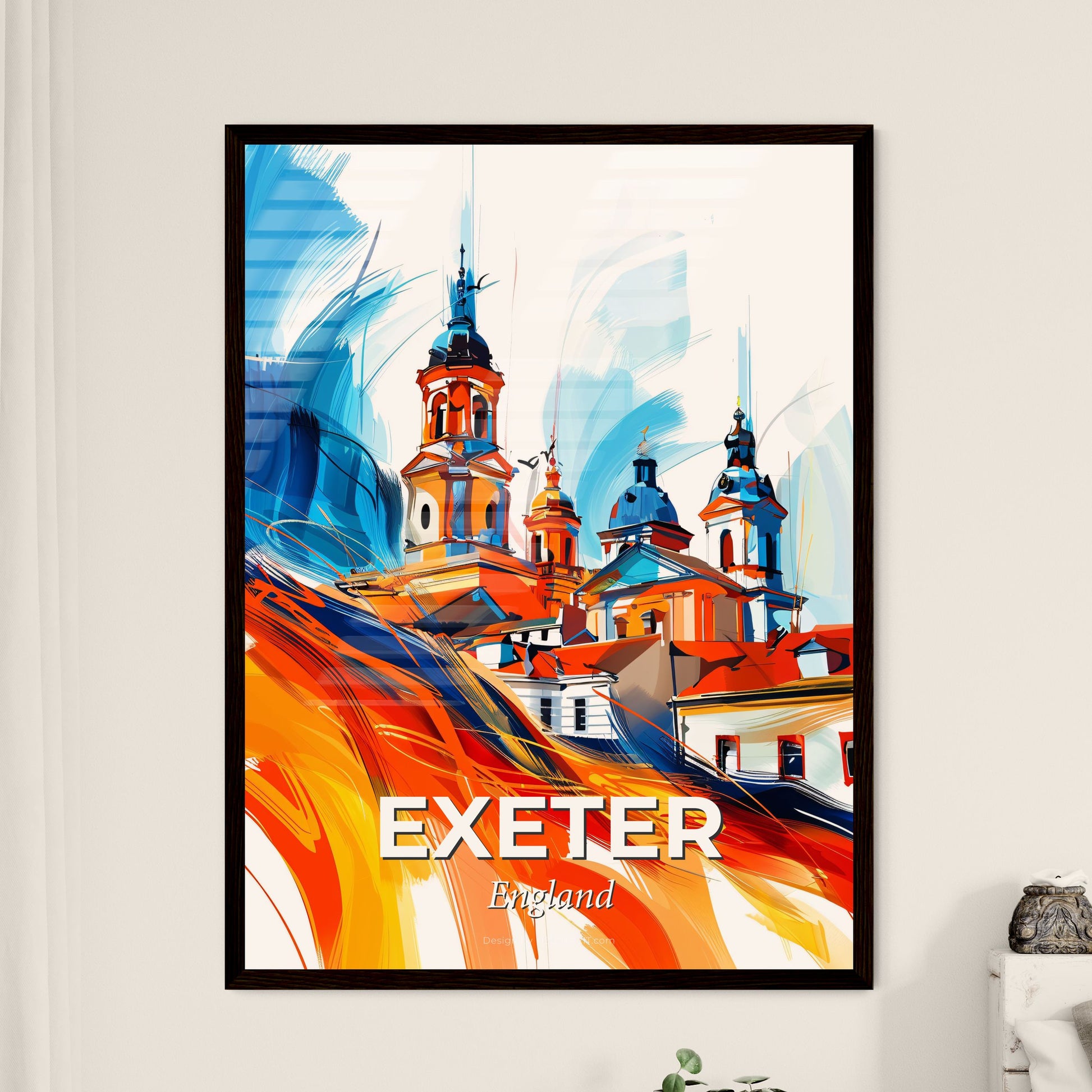 Vibrant Exeter, England - A Colorful Painting Of A Building