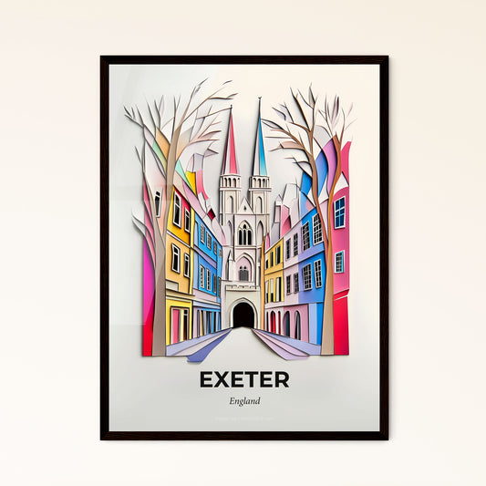 Vivid Exeter, England - a paper cut of a city with a church