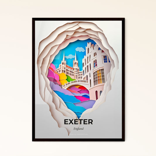 Vivid Exeter, England - a paper cut of a city with a rainbow umbrella