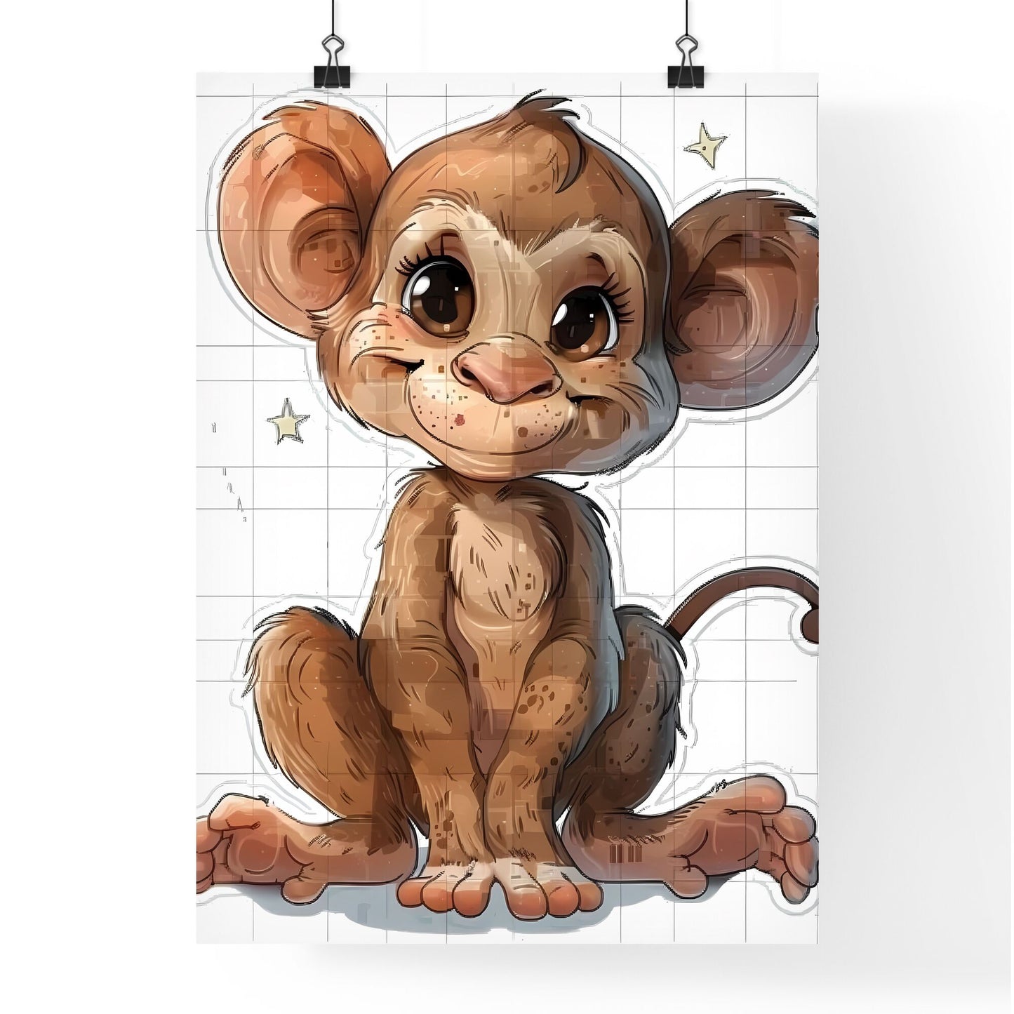Mischievous Monkey Sticker: Humorous, Lighthearted Animal Expression and Pose in Vibrant Art. Simple, Funny, and Playful Depiction of a Primate. Default Title