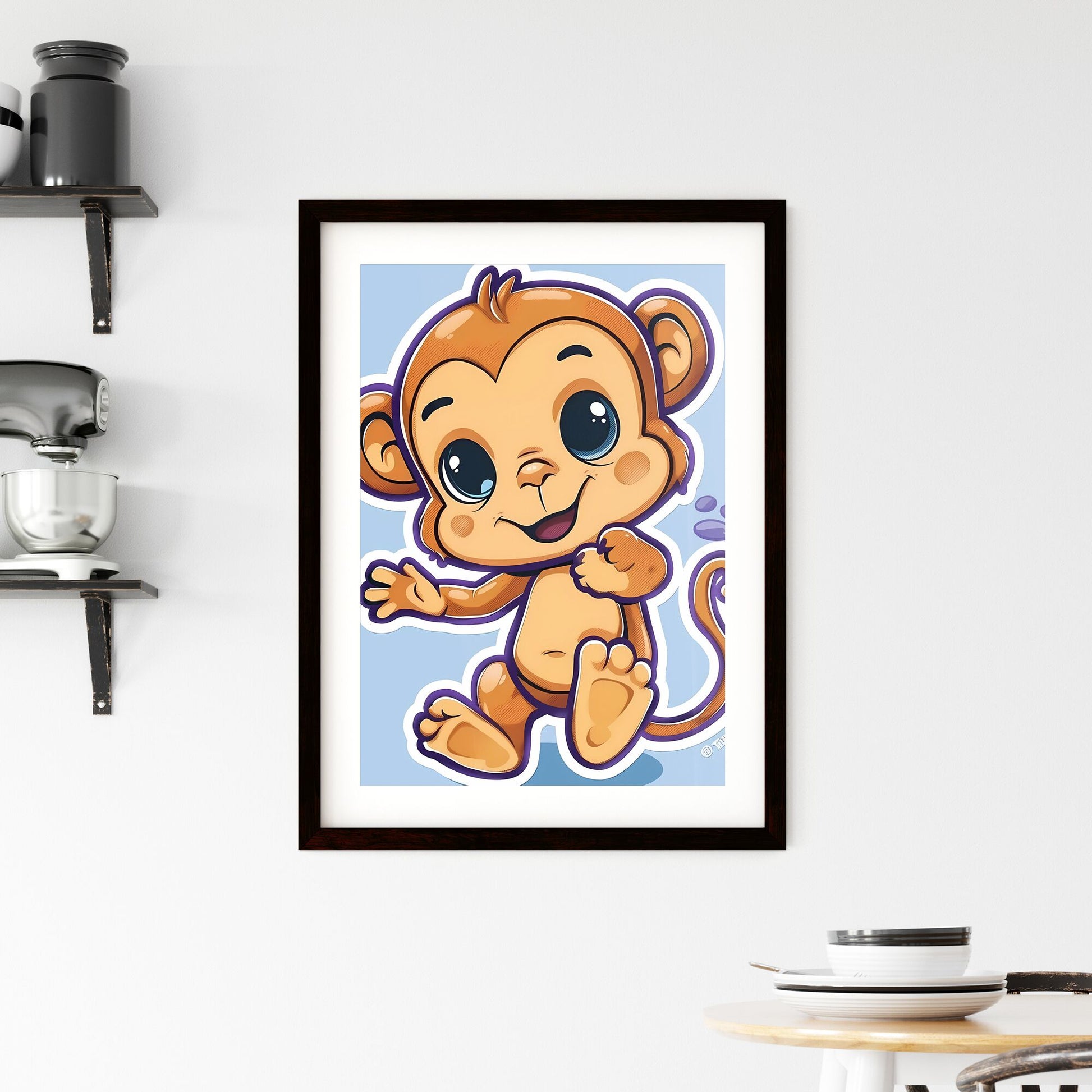 Playful and Humorous: Vibrant Monkey Sticker Illustration Celebrating Artistry and Mischievous Expressions Default Title