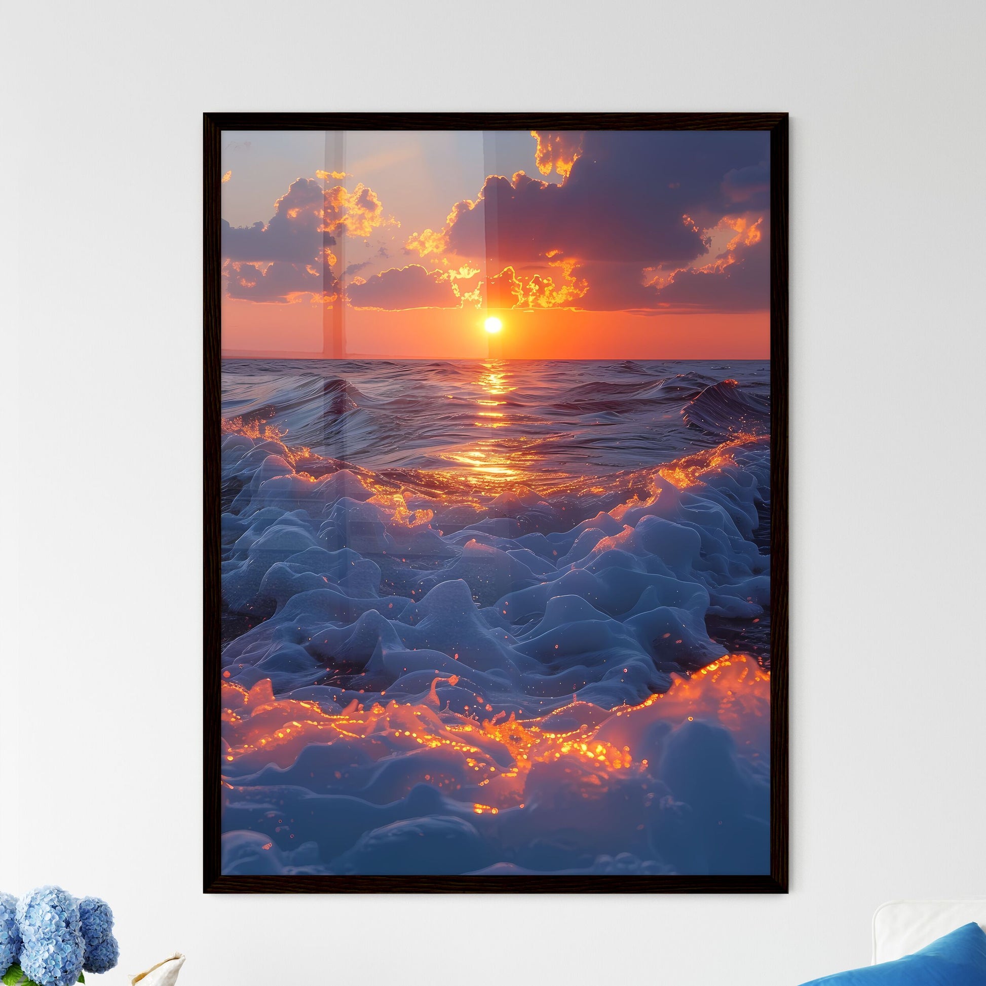 Sunset Sailing Seascape Painting - Framed Art Print