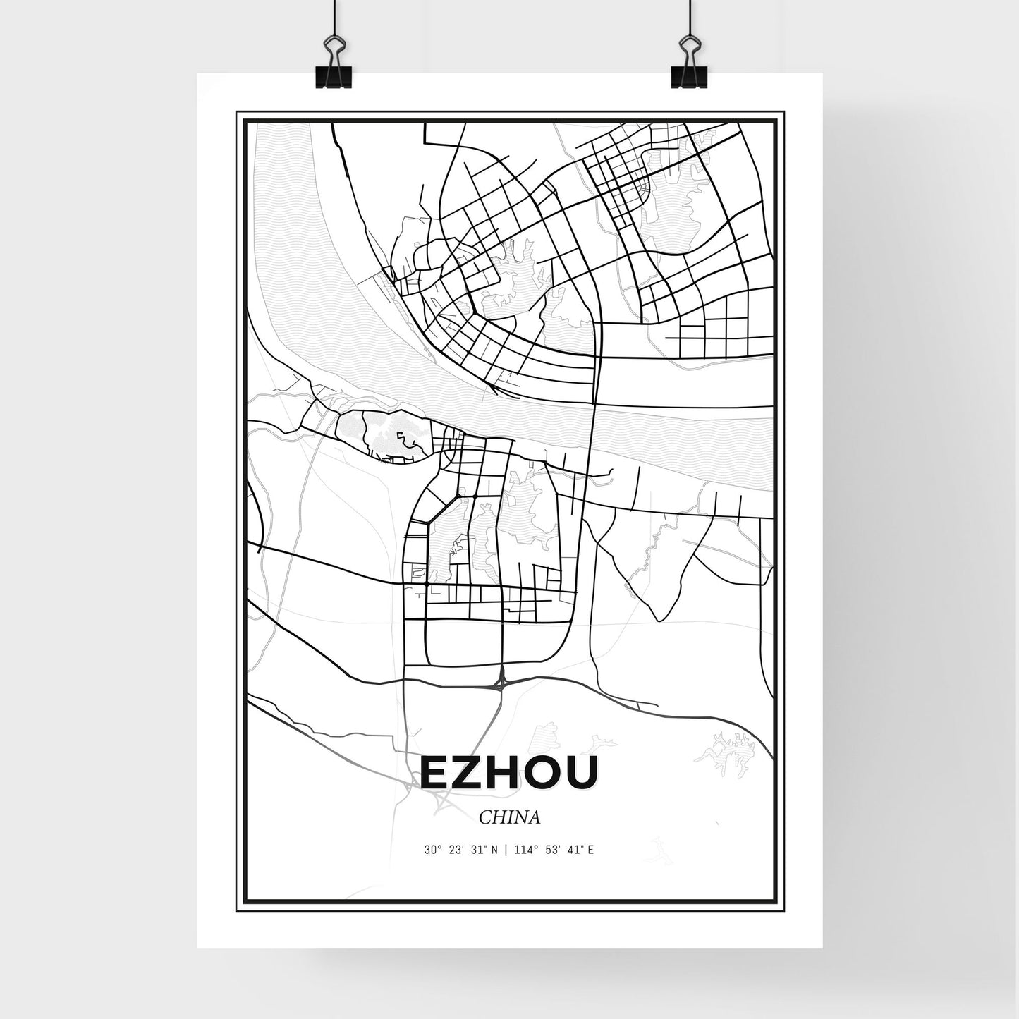 Ezhou China - Premium City Map Poster