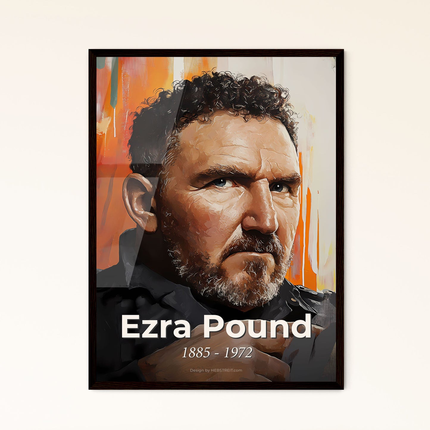 Portrait of Ezra Pound, 1885 - 1972. Impressionistic painting of a man with a beard.