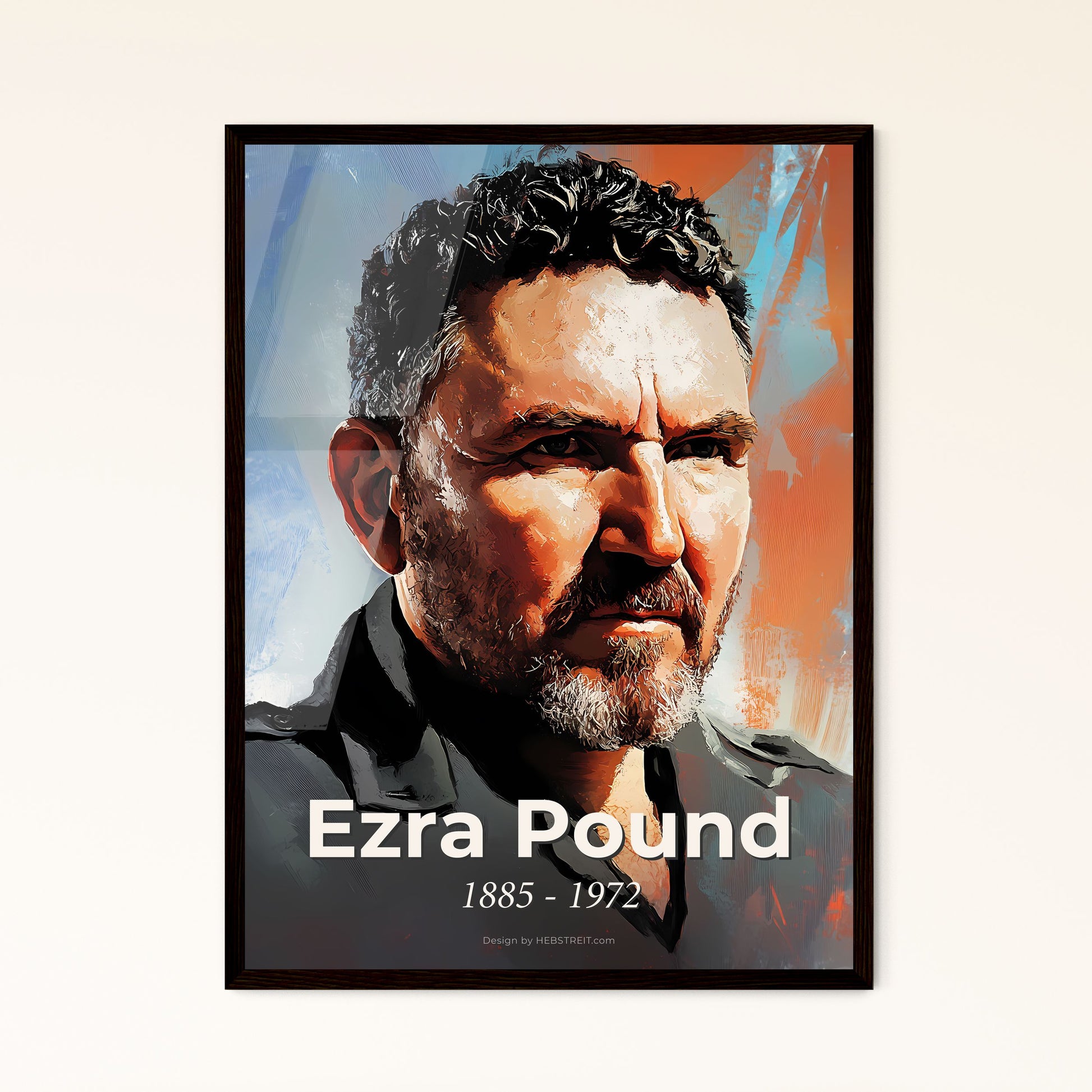 Portrait of Ezra Pound, 1885 - 1972. Impressionistic painting of a man with a beard.