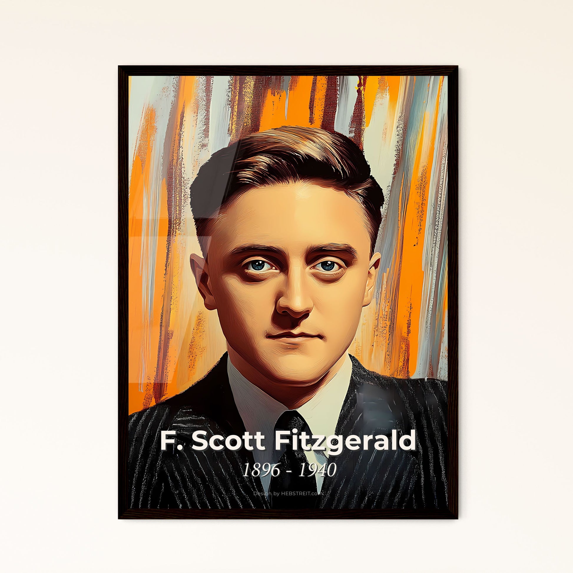 Portrait of F. Scott Fitzgerald, 1896 - 1940. Impressionistic painting of a man in a suit.