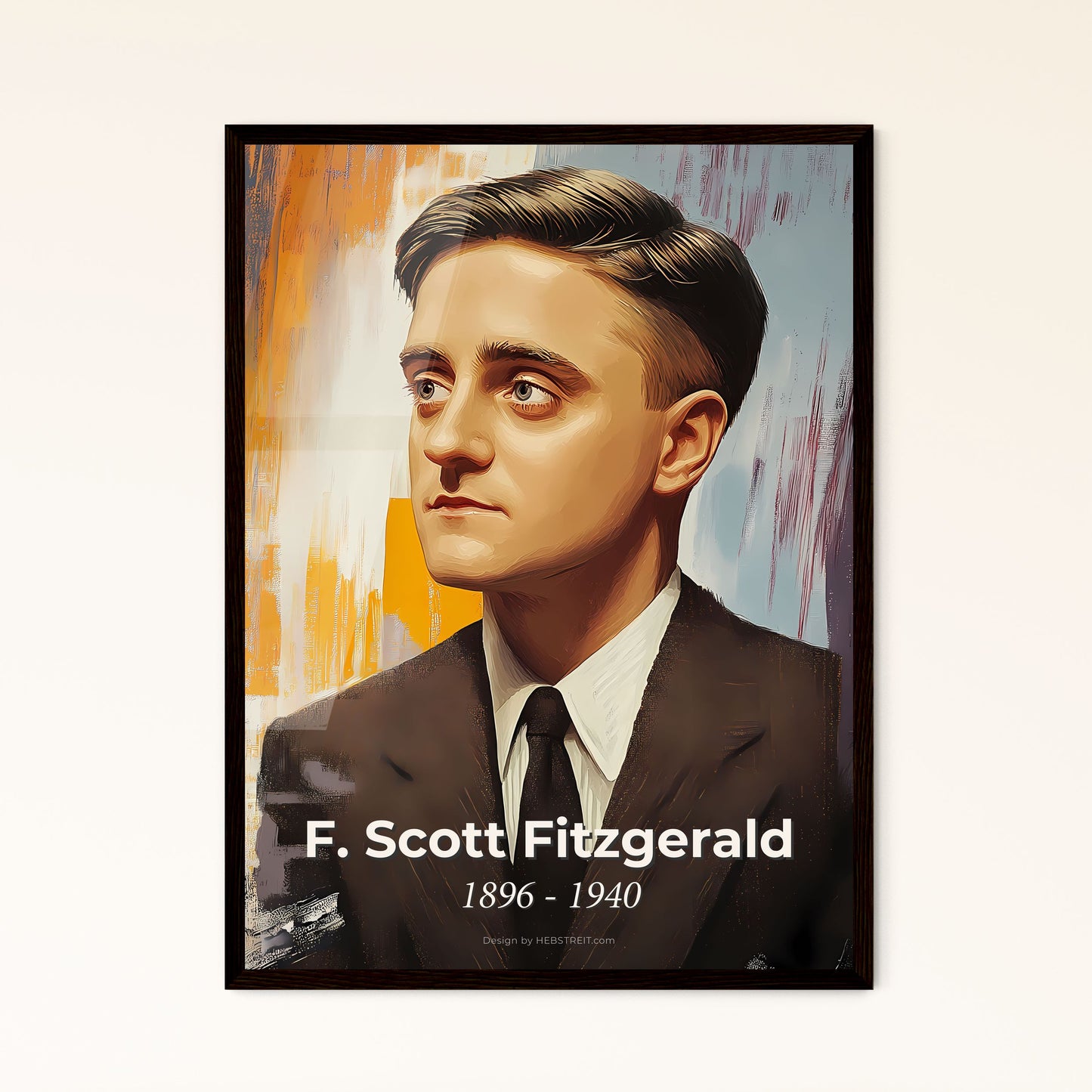 Portrait of F. Scott Fitzgerald, 1896 - 1940. Impressionistic painting of a man in a suit.