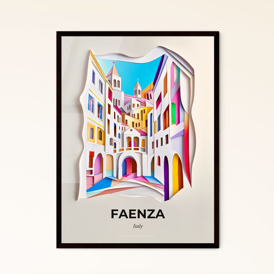 Vivid Faenza, Italy - a paper cut of a city with a clock tower