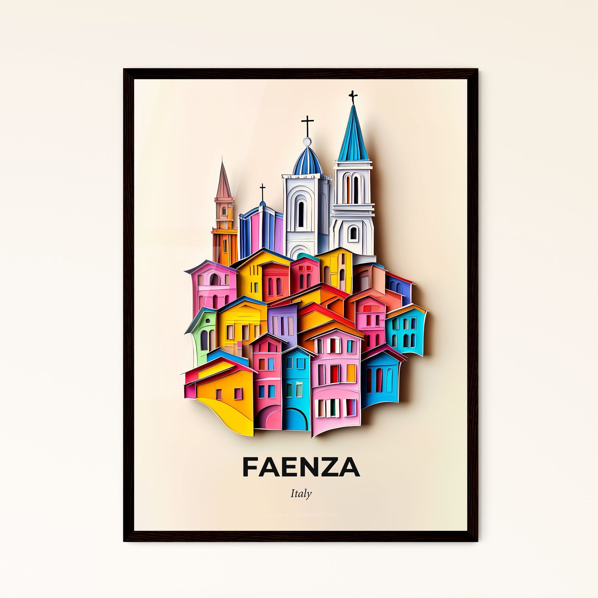 Vivid Faenza, Italy - a colorful city with a church and a cross on top