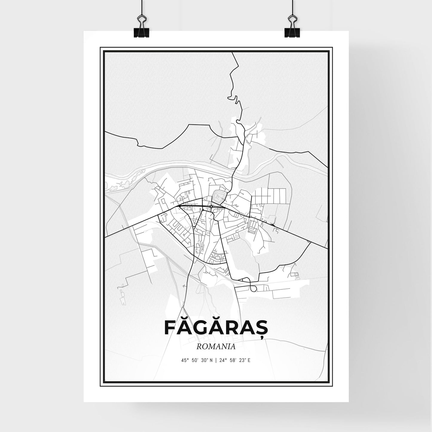 Făgăraș Romania - Premium City Map Poster