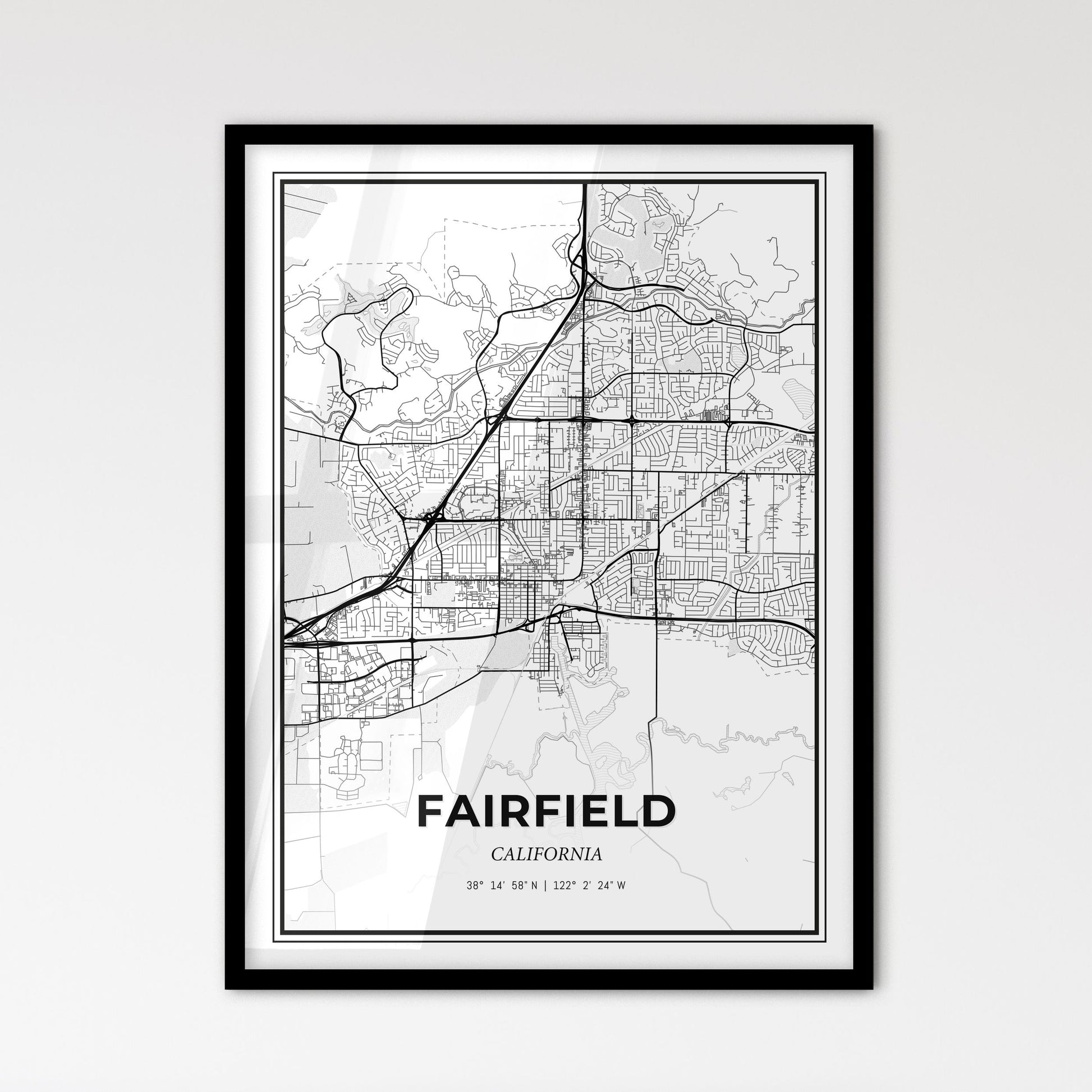 Fairfield California - Scandinavian Style City Map for Modern Home Decor