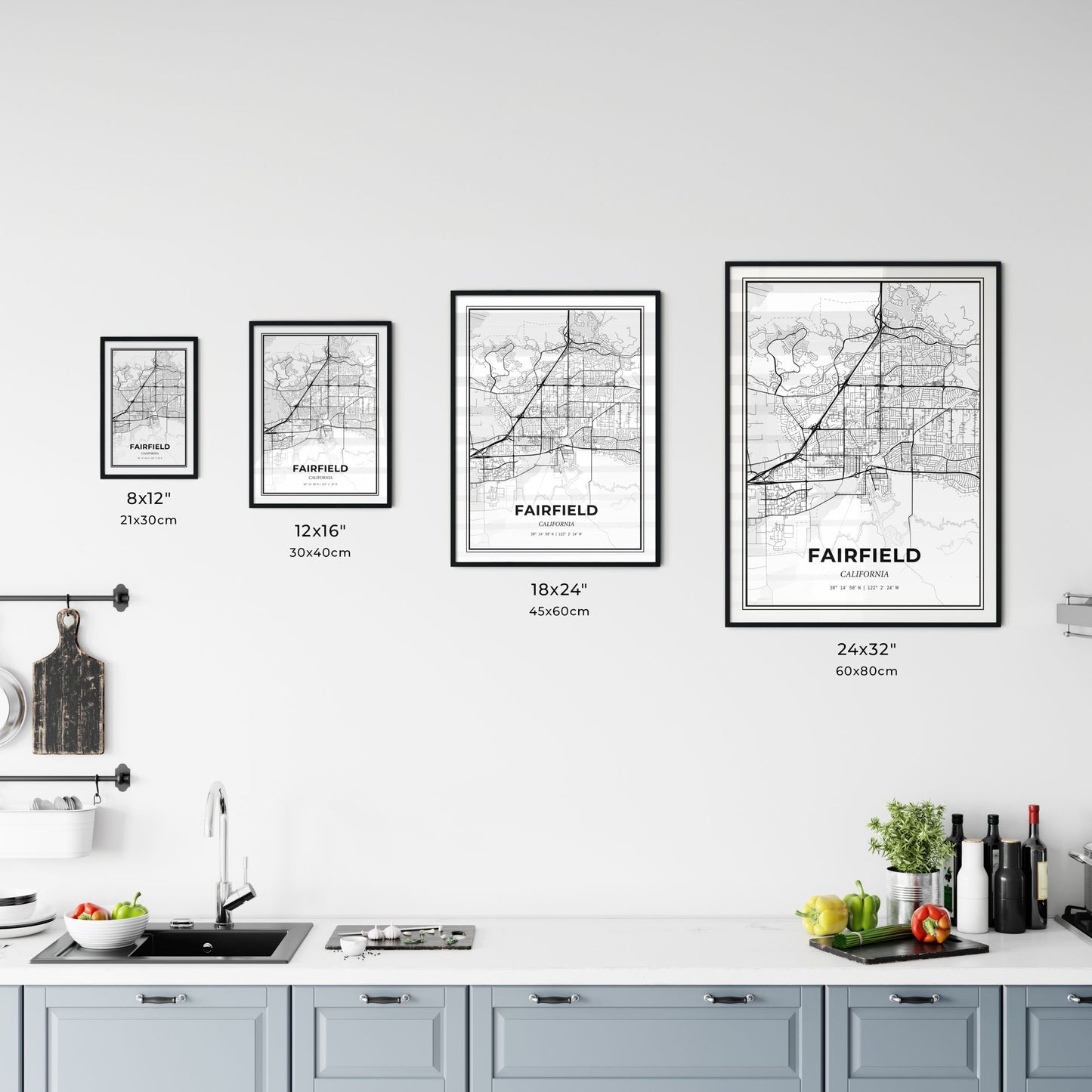 Fairfield California - Customizable Modern City Map