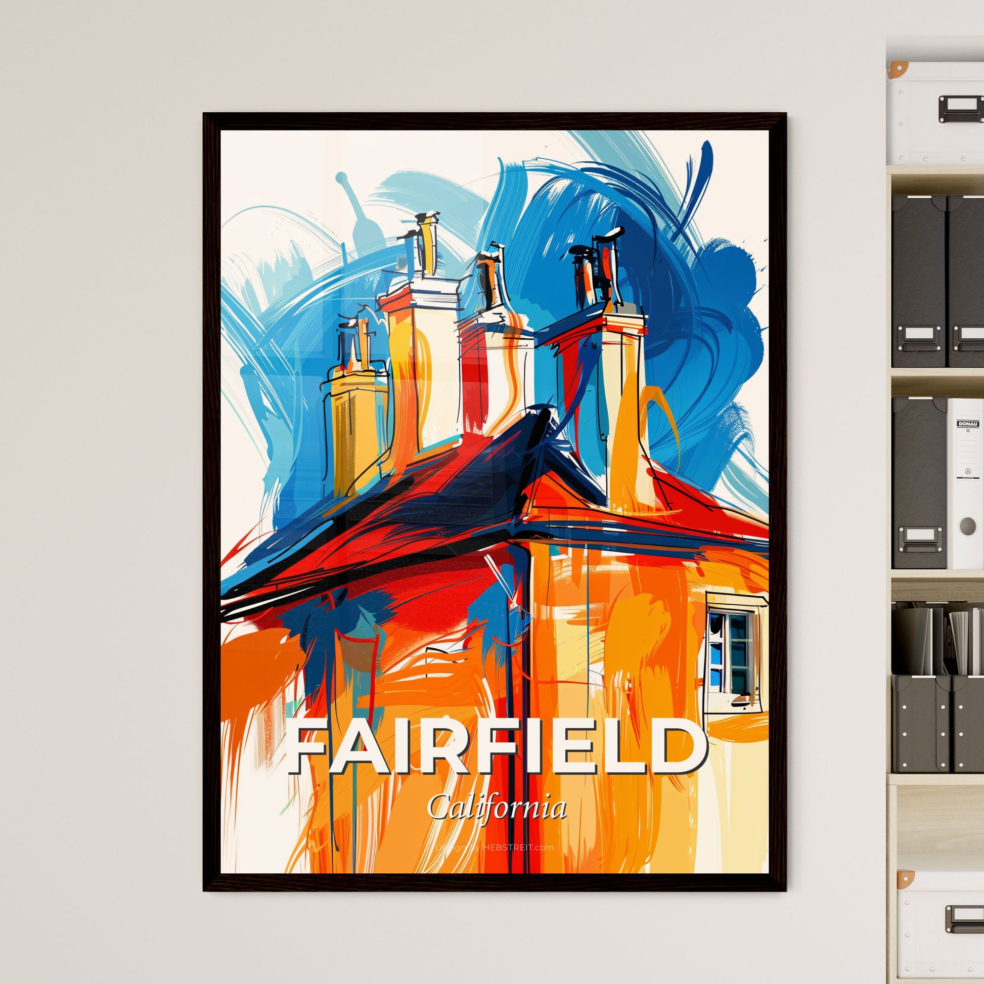 Vibrant Fairfield, California - A Painting Of A House With Smokestacks