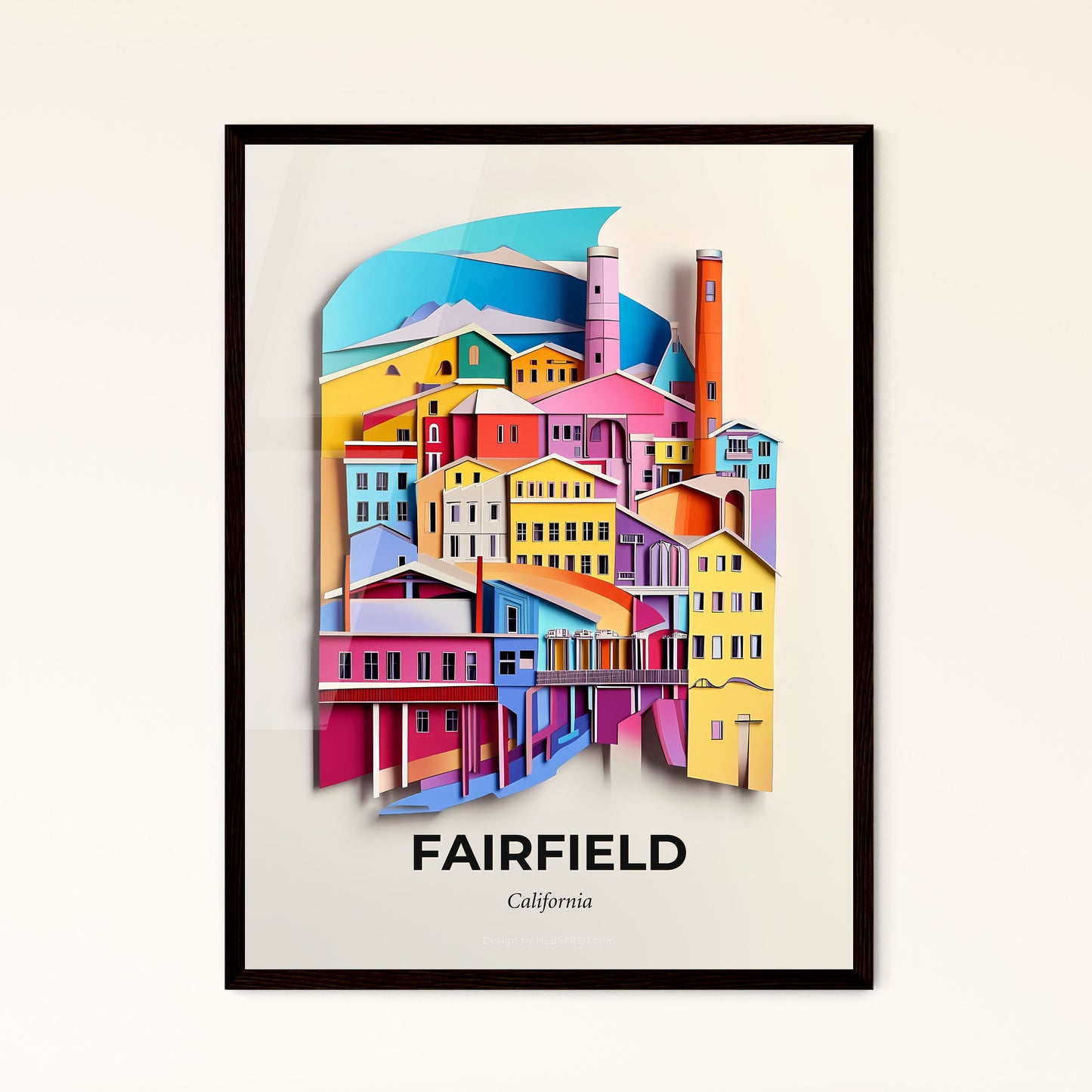 Vivid Fairfield, California - a colorful city with a clock tower on top of it