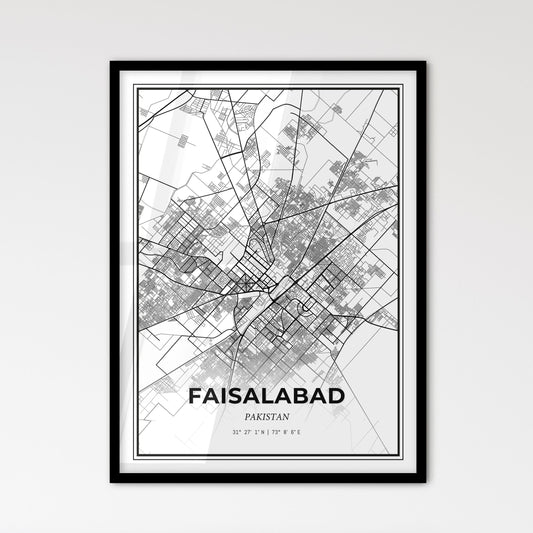 Faisalabad Pakistan - Scandinavian Style City Map for Modern Home Decor