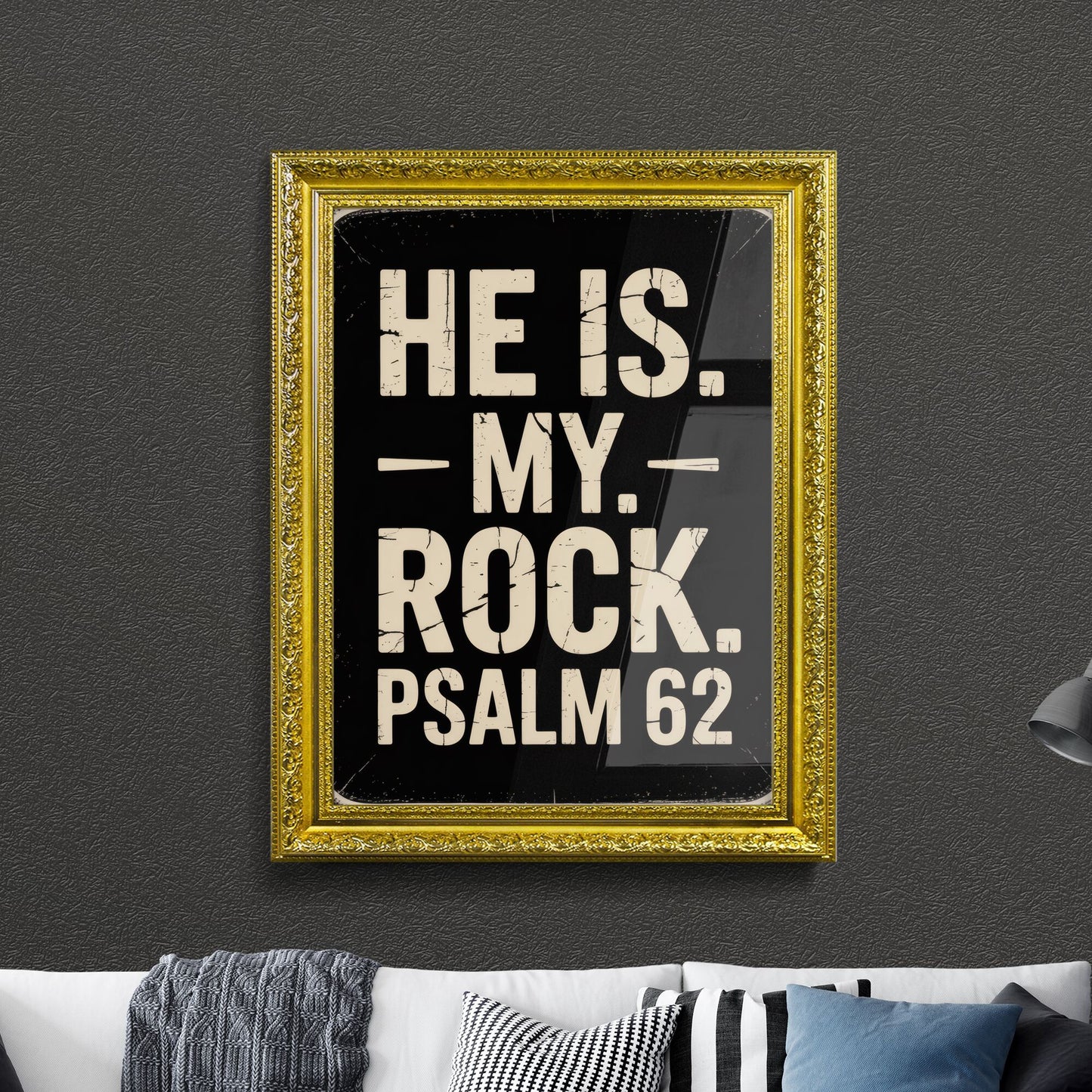 Faith and Strength: Inspirational Typography Artwork Featuring Psalm 62 with Powerful Message of Stability and Support.