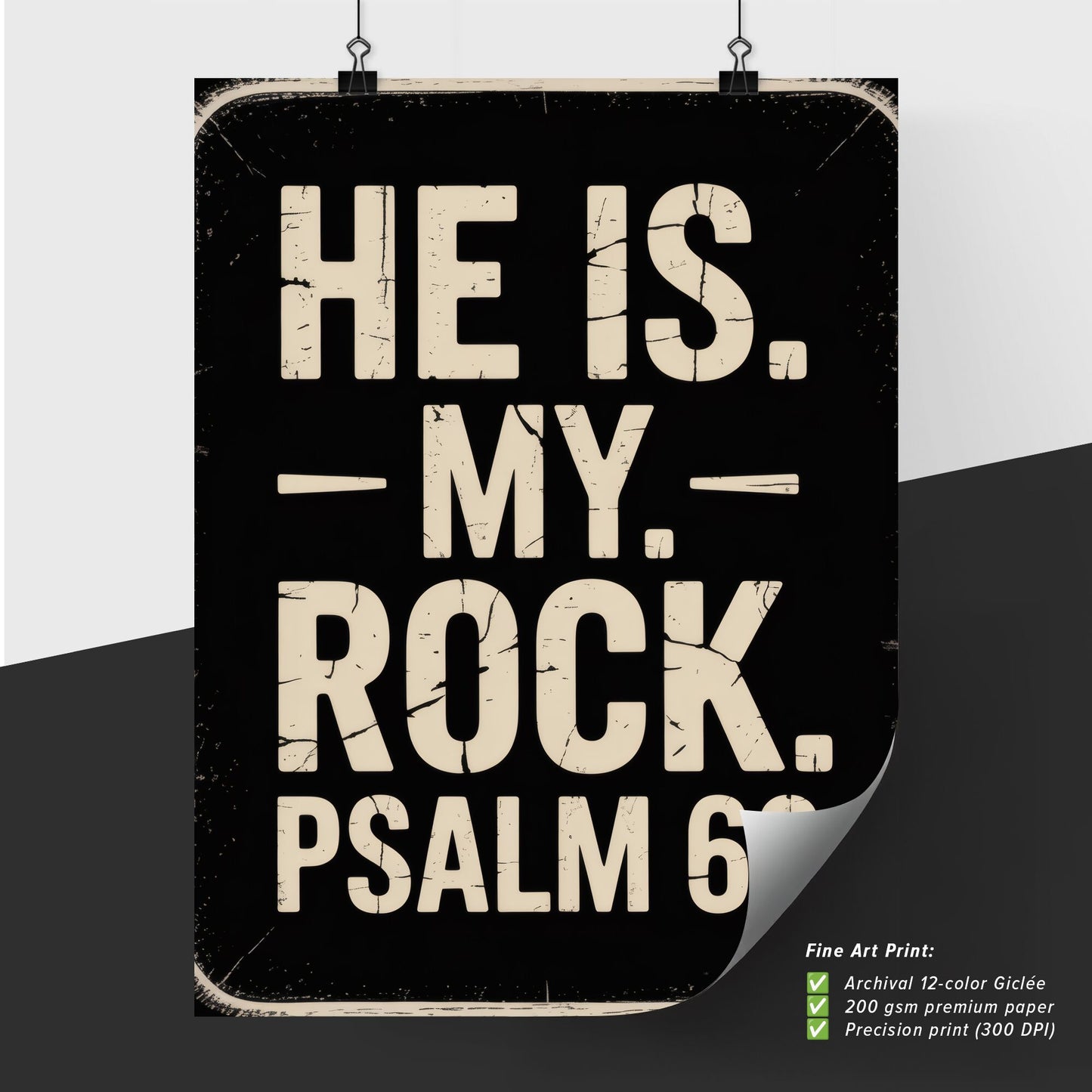 Faith and Strength: Inspirational Typography Artwork Featuring Psalm 62 with Powerful Message of Stability and Support.