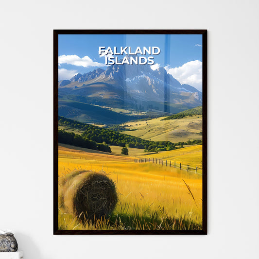 Vibrant Painting of a Hayfield with Mountain - Framed Art Print