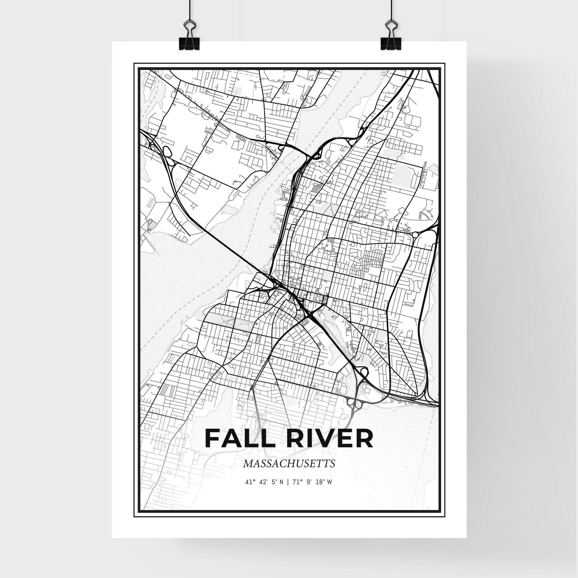 Fall River Massachusetts - Premium City Map Poster