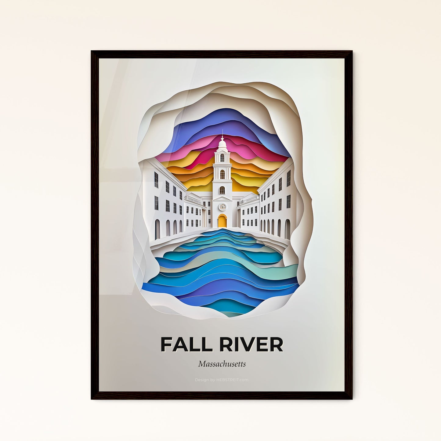 Vivid Fall River, Massachusetts - a paper cut of a building with a clock tower