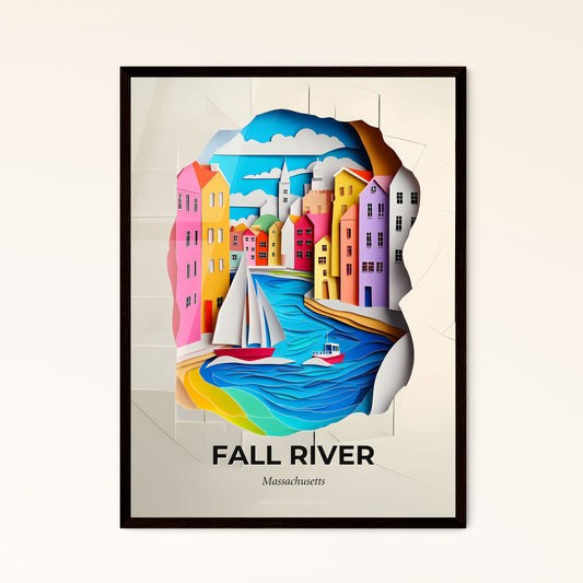 Vivid Fall River, Massachusetts - a city with a boat in the water