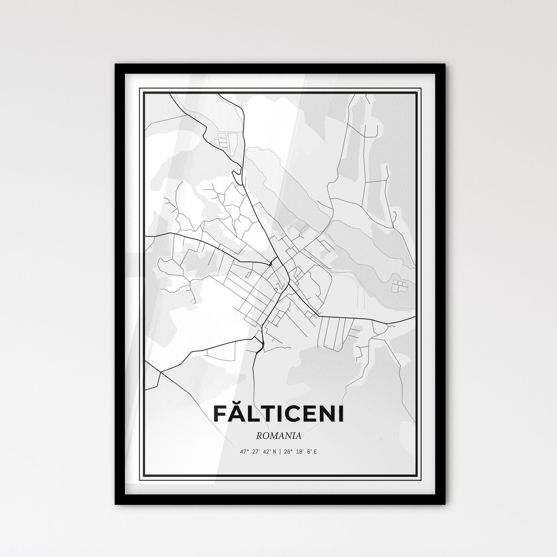 Fălticeni Romania - Scandinavian Style City Map for Modern Home Decor