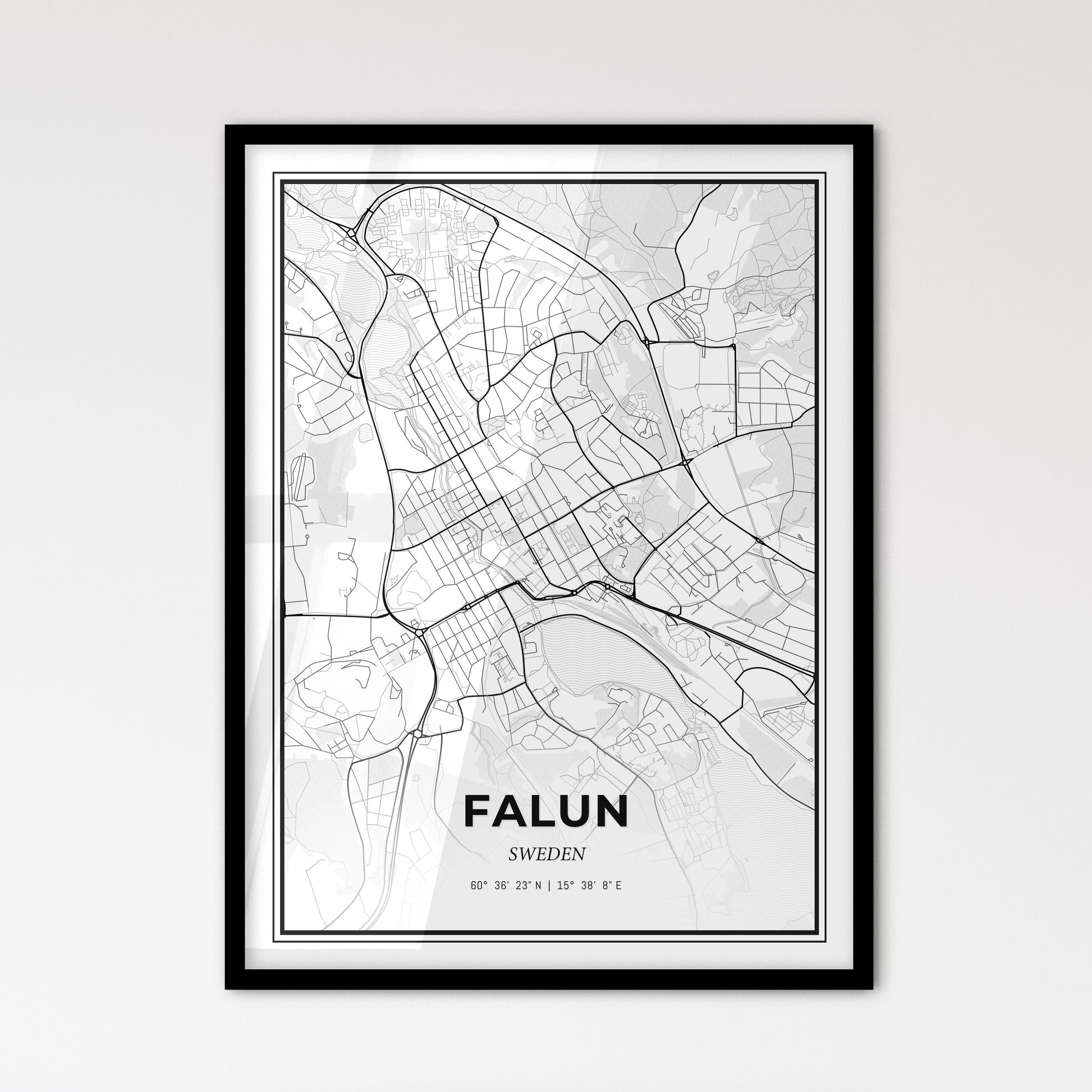 Falun Sweden - Scandinavian Style City Map for Modern Home Decor