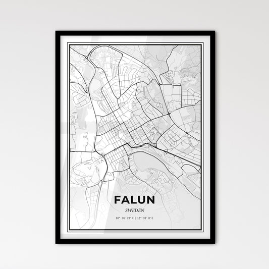 Falun Sweden - Scandinavian Style City Map for Modern Home Decor