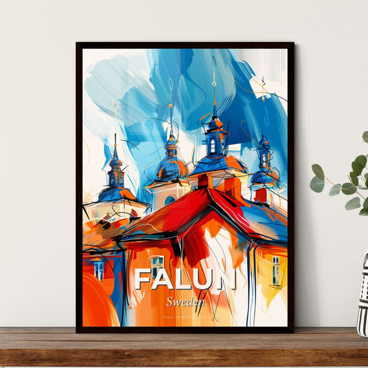 Vibrant Falun, Sweden - A Painting Of A Building With A Red Roof