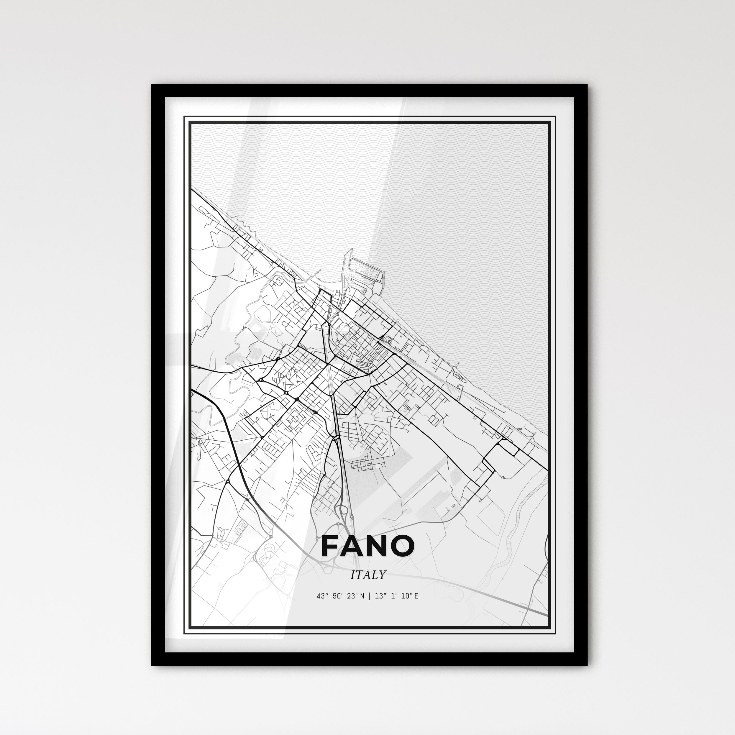 Fano Maps Fano Italy Map - Black and White Art Print – HEBSTREIT