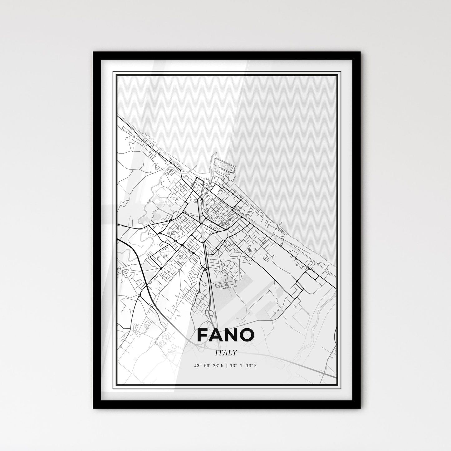 Fano Italy - Scandinavian Style City Map for Modern Home Decor