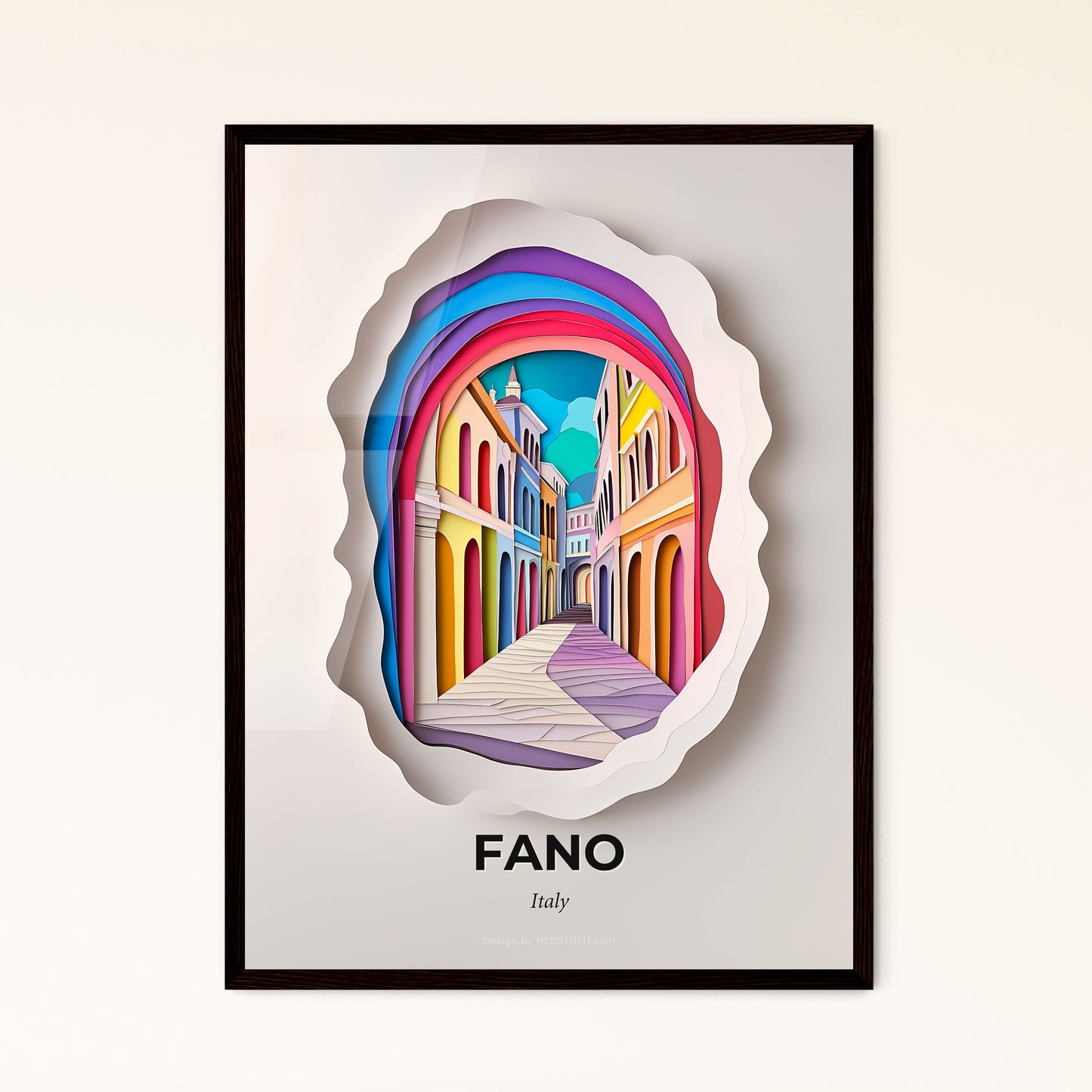 Vivid Fano, Italy - a paper cut of a colorful city street