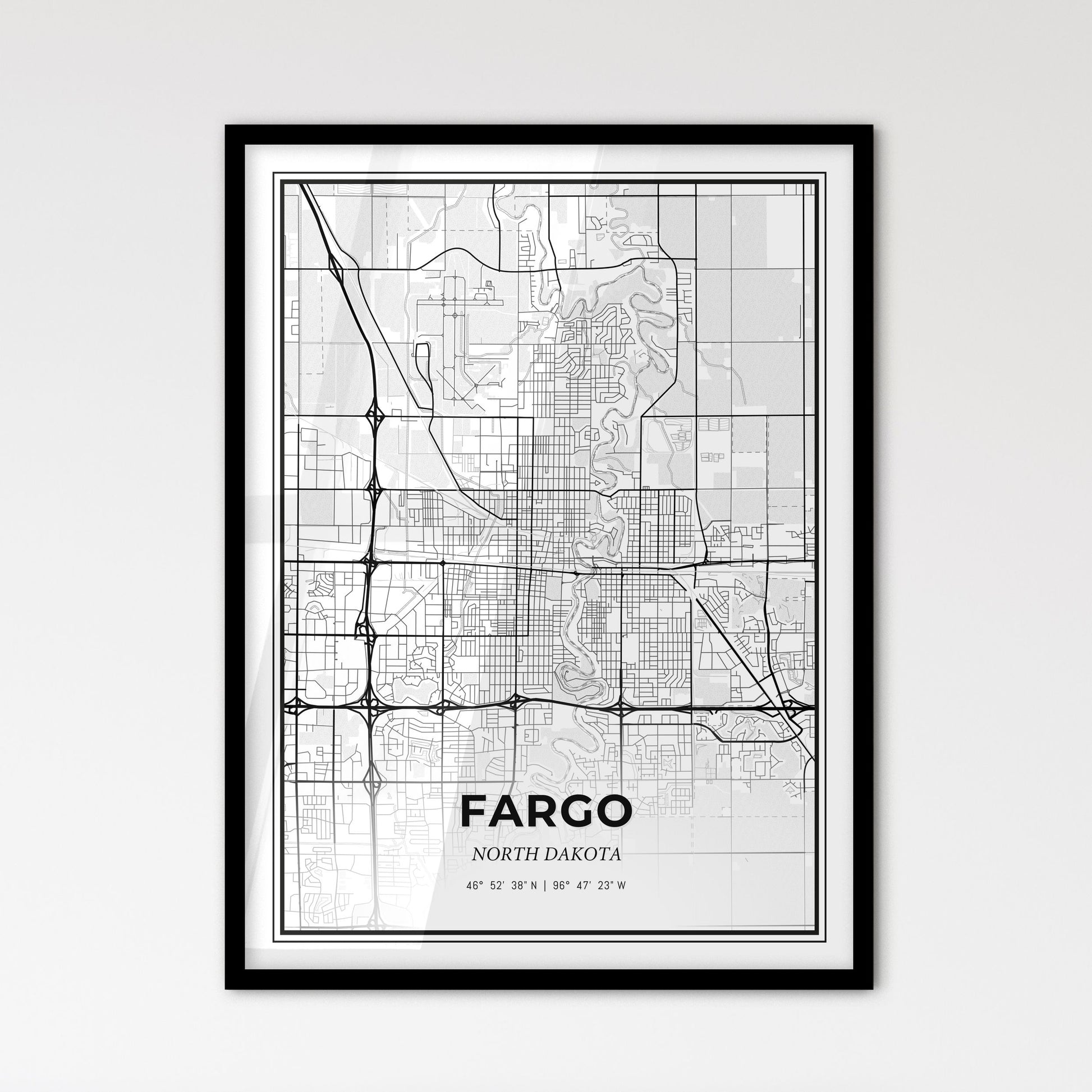 Fargo North Dakota - Scandinavian Style City Map for Modern Home Decor